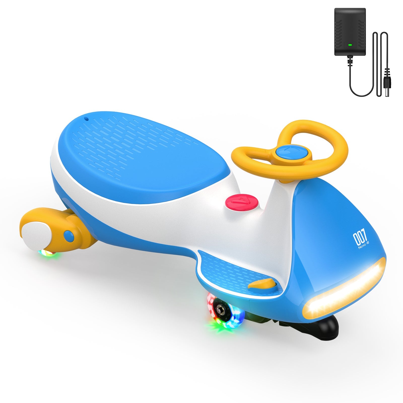 FanttikRide N7 Classic Electric Wiggle Car with Pedal, 6V Rechargeable Battery, 2 in 1 Swing Car, 2 Speed Ride On Toy, Anti-Rollover, Flashing Wheels, Bluetooth, Wiggle Car for 3 Years+, 150 Lbs