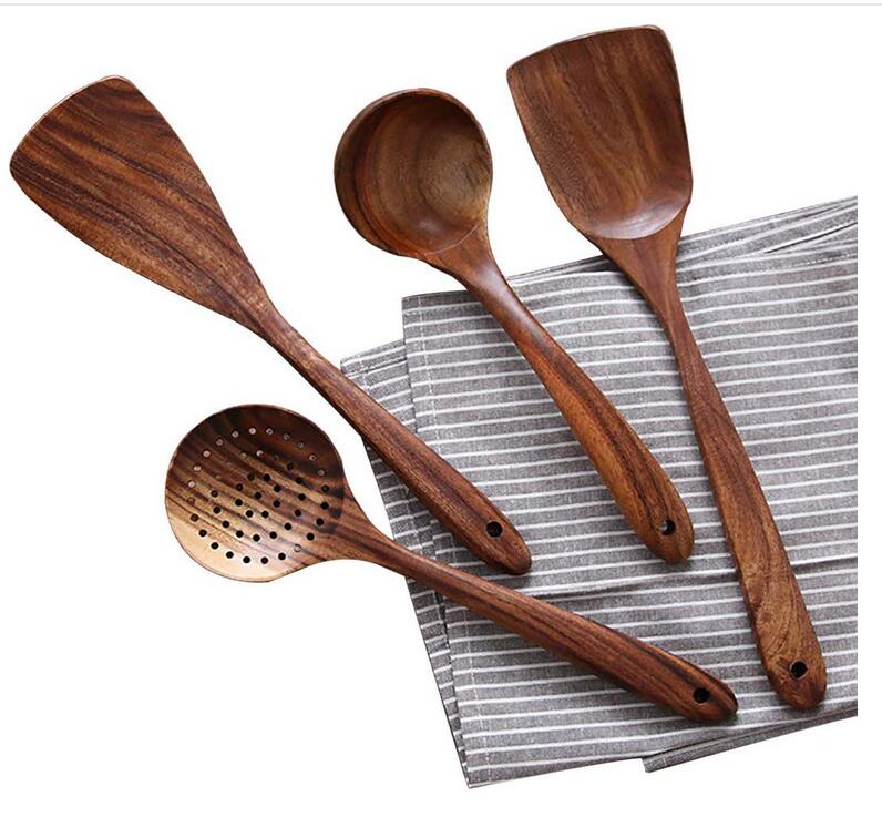 Natural Teak Wood Kitchenware Set